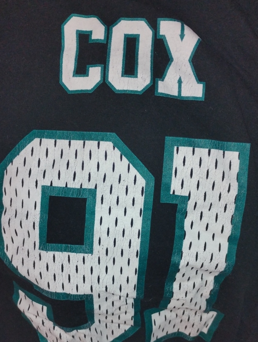 Men's Black Graphic Jersey Tee with White & Teal Number